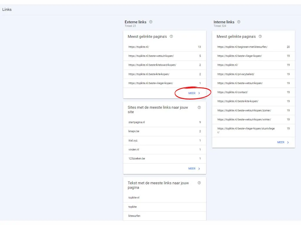 google search console links report clicking more