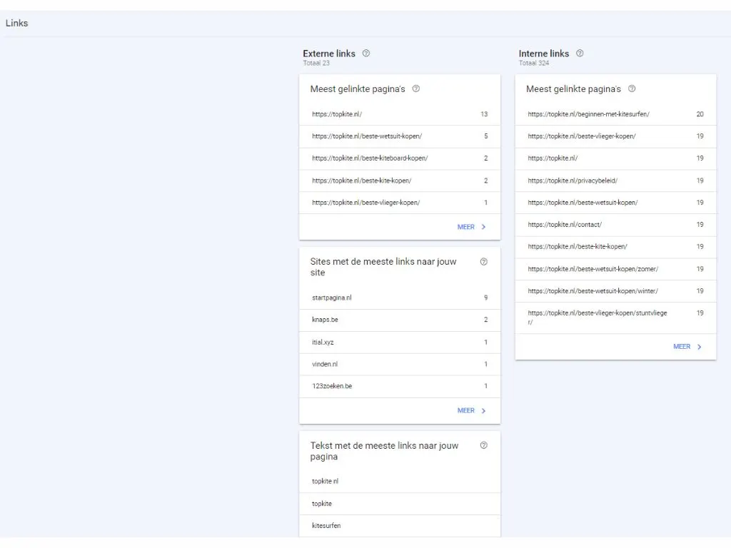 google search console links report