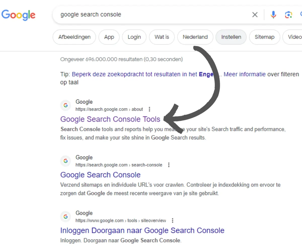 searching for google search console