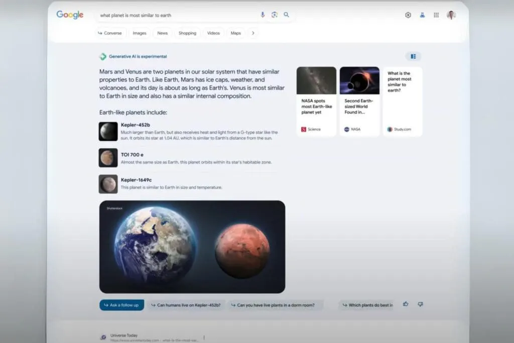 image of what Google SGE looks like