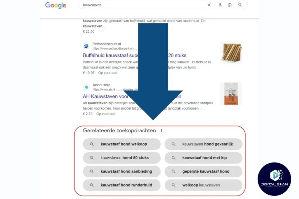 screenshot of related searches in google search
