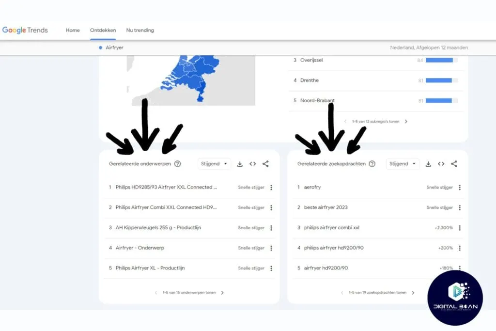 screenshot of google trends results