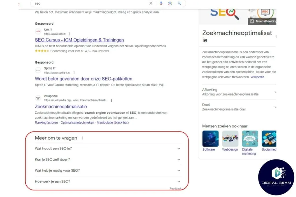 screenshot of the people also ask section for an SEO search