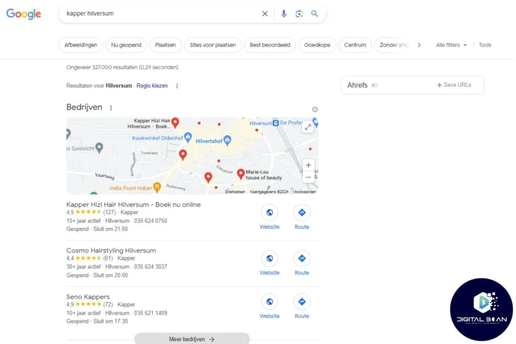screenshot of a search with local search intent