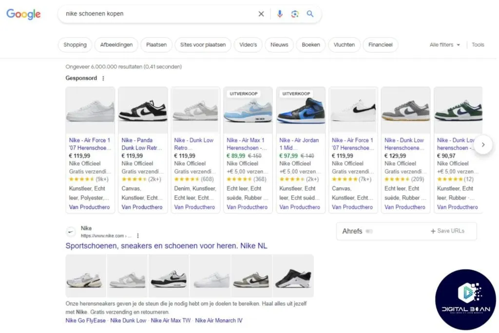 screenshot of a search with transactional search intent