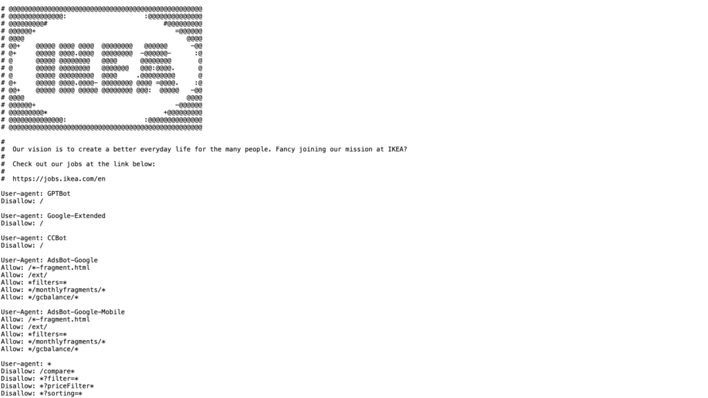 ikea sitemap example