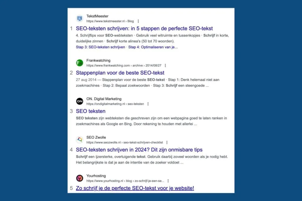 screenshot of serp titles for a blog post