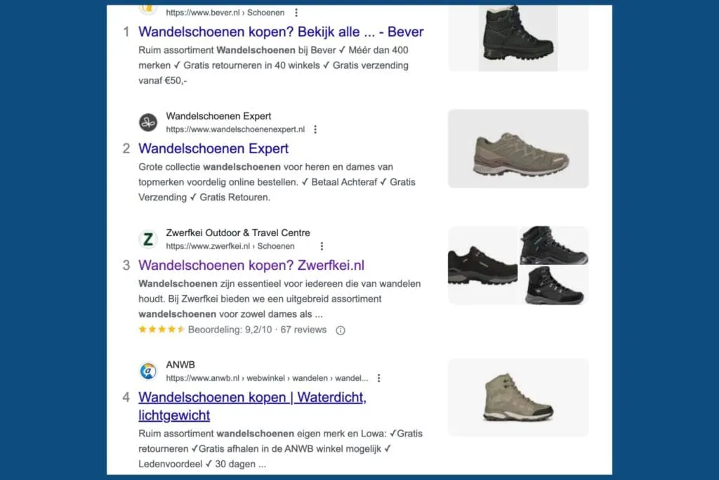 screenshot of serp titles for a category page